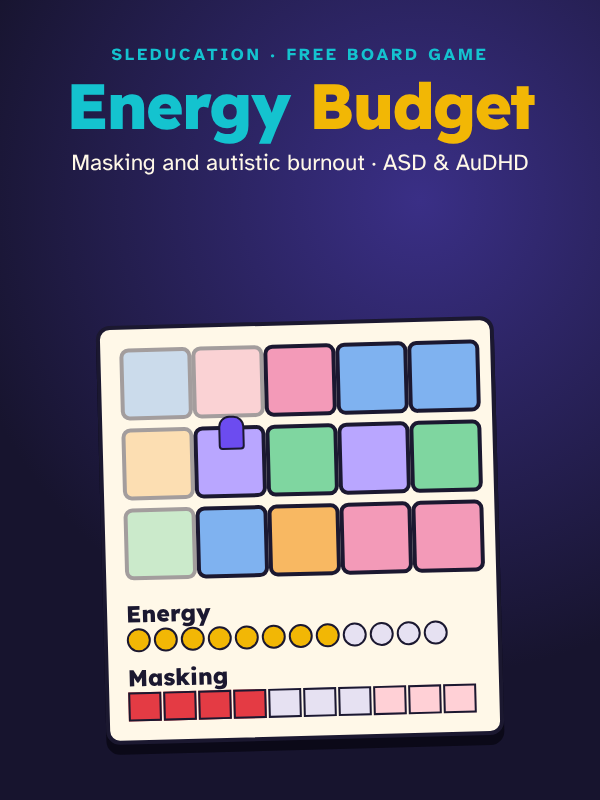 Energy Budget: a free board game about energy, masking and autistic burnout