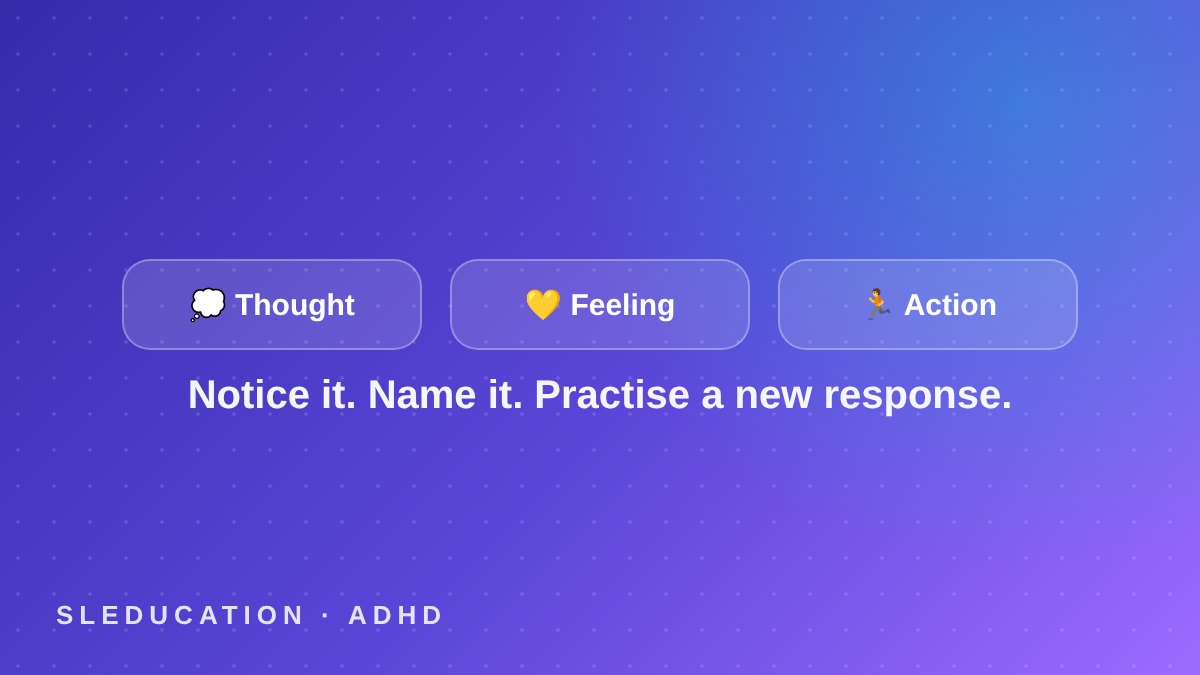 Thought, feeling and action cards on a purple background