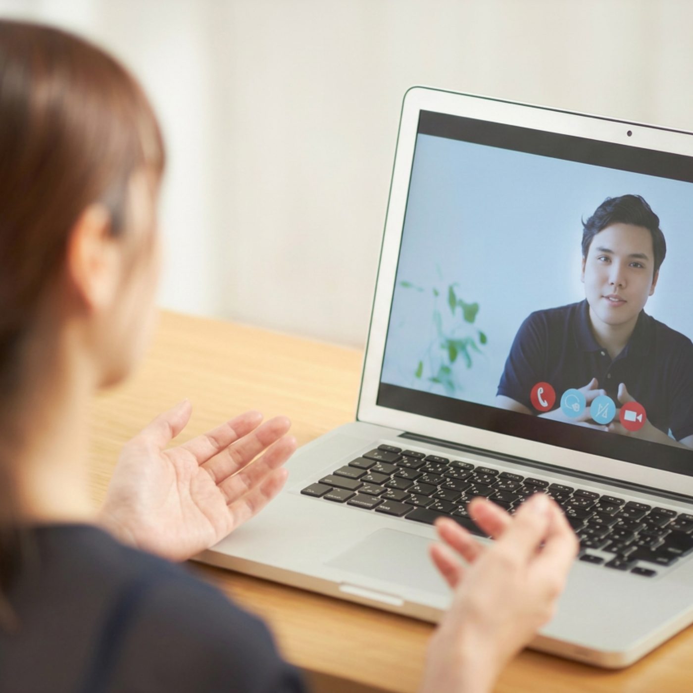 A person on a video call, having a live, unscripted conversation